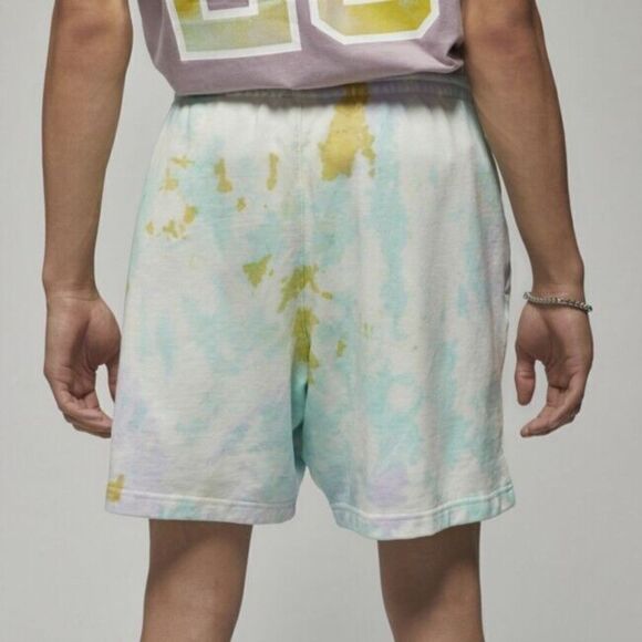 Nike DM1871-530 Men's Sz M Green/Pink Tie Dye Jordan Sport DNA Fleece Shorts - Picture 9 of 11